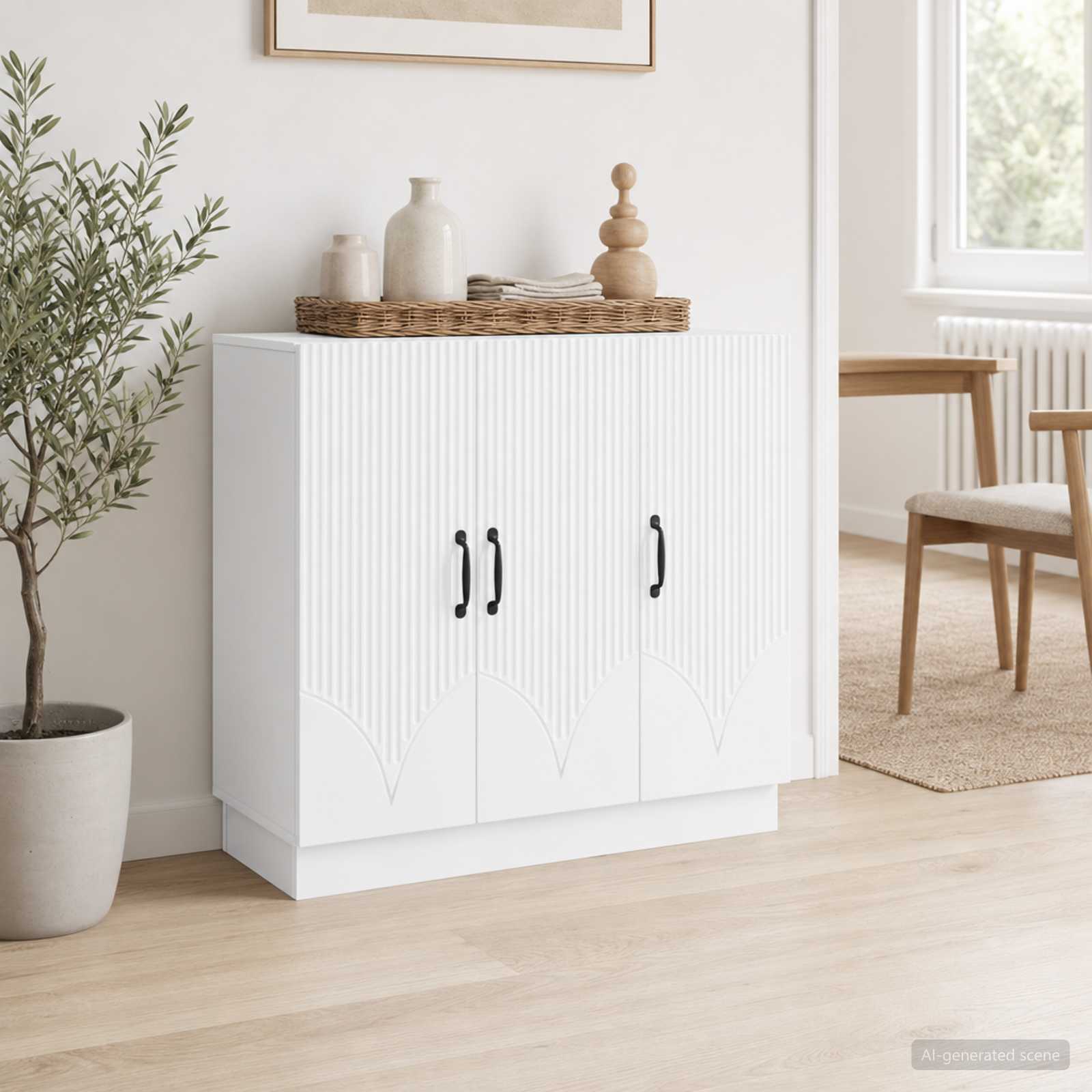vidaXL Aparador 89 x 34,5 x 77 cm Madera de Ingeniería Blanco