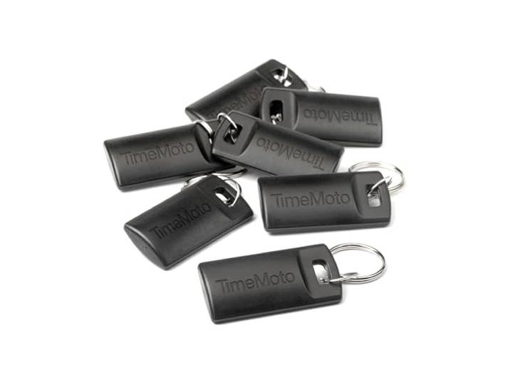 Porte-clés RFID TimeMoto RF—110\, lot de 25\, compatibles avec les pointeuses TimeMoto pour employés\, compacts\, légers\, fréquence de 125 kHz\, distance de détection de 7 cm