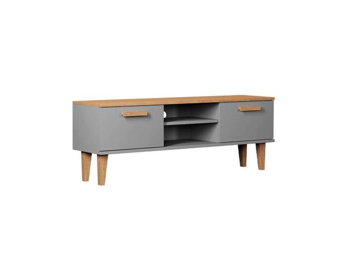 Petits-meubles Tv-Möbel Denver Grau, 120x47x35 cm, Wohnzimmer, TV Möbel, Lowboards, Lowboards stehend