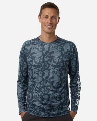 HUK H12L0017 Men's Lopro Running Lakes Long Sleeve T-Shirt in Sargasso Sea size 3XL   Polyester