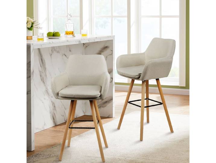 SUPFINE Lot de 2 Chaises Hautes avec Repose-Pieds Accoudoirs Tabourets de Bar Moderne pour îlot de Cuisine Salon Bar