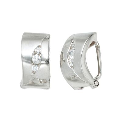 Paar Ohrclips JOBO, silber (silber 925), Ohrringe, Damen, Silber 925 (Sterlingsilber), 925 Silber mit Zirkonia