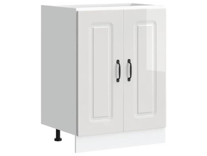 Unterschrank für Kalmar-Spüle, Weiß, glänzend, 60 x 46 x 81,5 cm Holzwerkstoff, glatte Oberfläche, feuchtigkeitsbeständig, verdeckte Türen, verstellbare Füße, Wandbefestigung im Lieferumfang