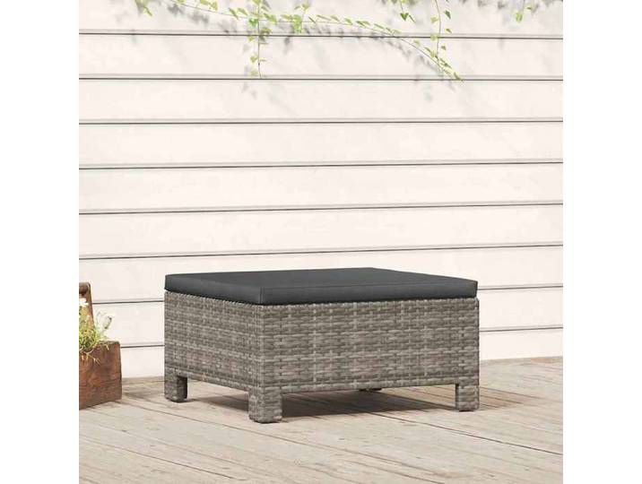 Repose-pied de jardin avec coussin Gris Résine tressée meuble de jardin meuble de patio pouf ottoman pouf meuble 362695