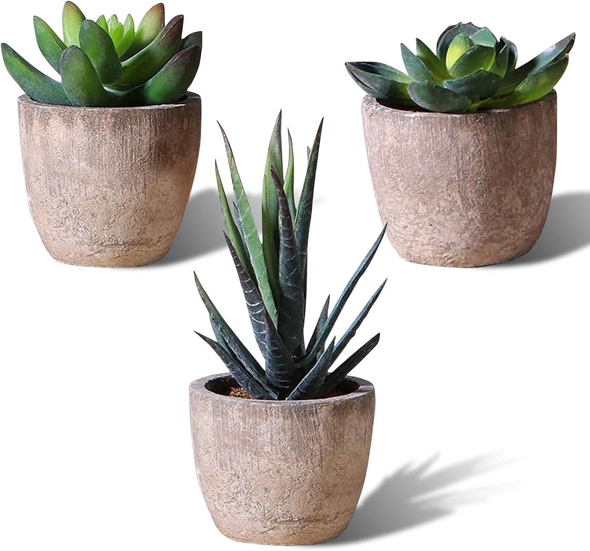 Set van 3 groene kunstvetplanten voor decoratieve tafeldecoratie