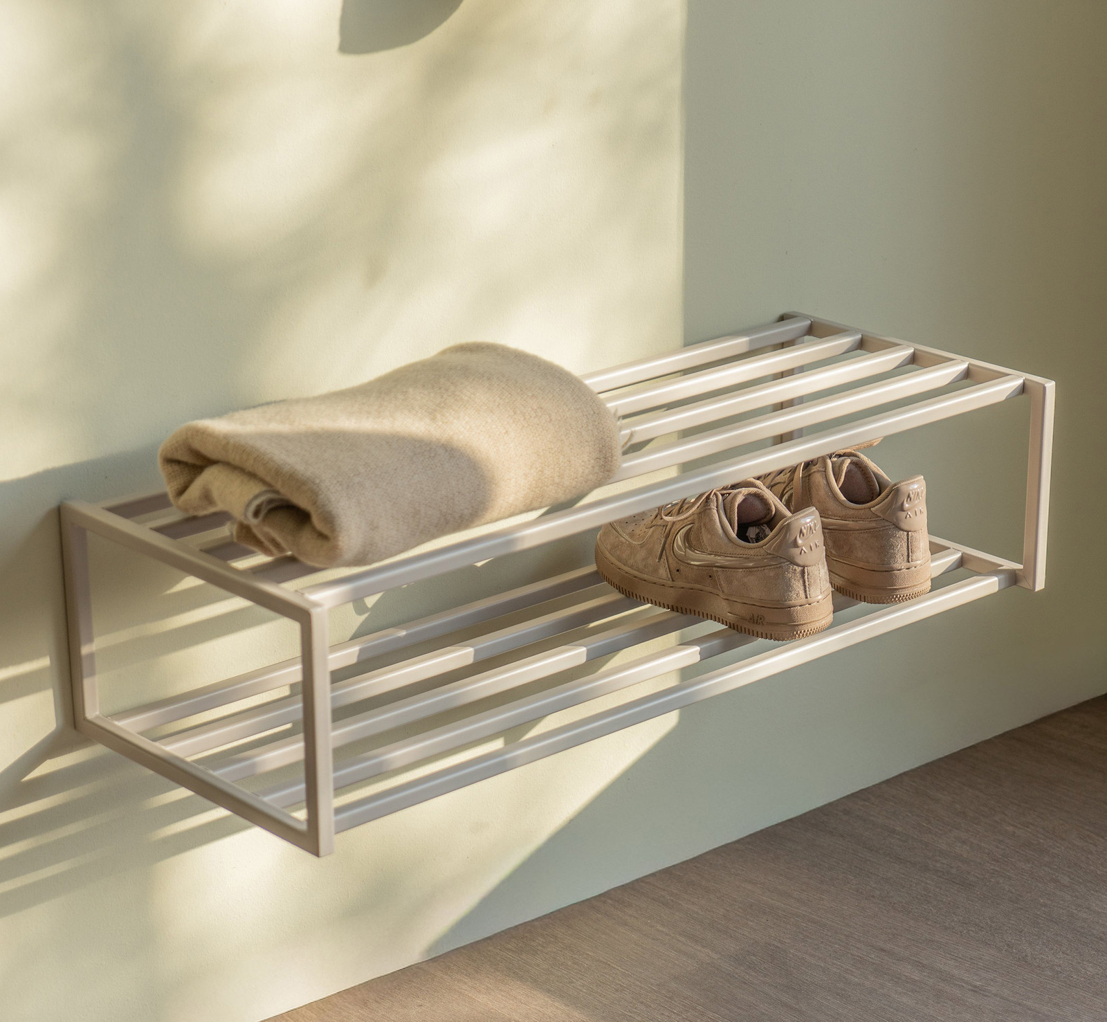 home24 Hangend schoenenrek School beige/kasjmier 78 cm