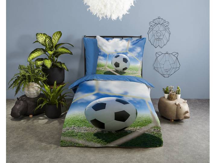 Linge de lit enfant Kalwi 135 x 200 cm + oreiller 80 x 80 cm Bleu