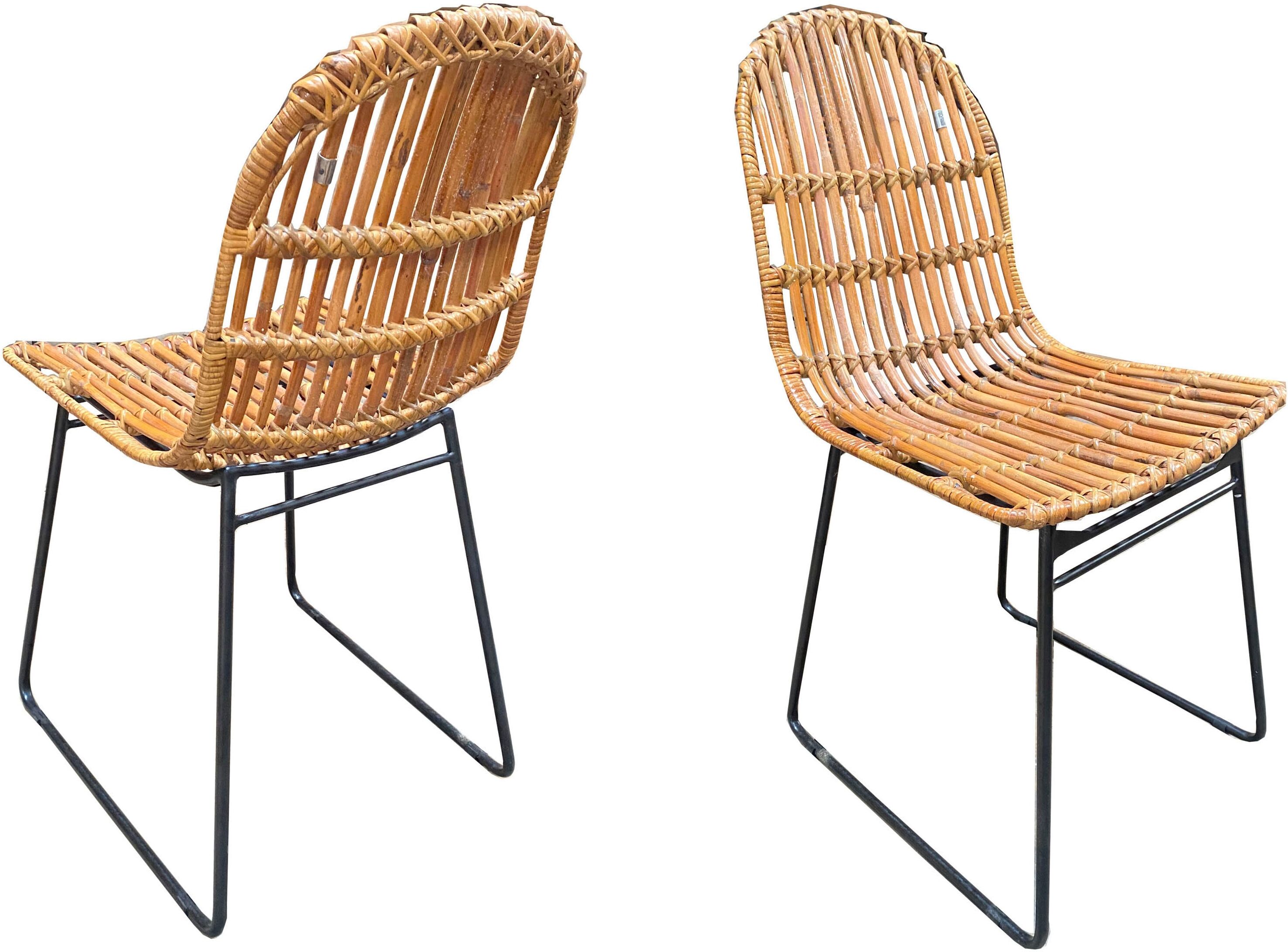 Rattanstuhl SIT "Sitges 2er-Set mit Rattan-Sitzschale und schwarzem Metallgestell", beige (natur, schwarz), B:56cm H:86cm T:48cm, Stühle, Rattanstuhl, Stuhl-Set mit natürlicher Rattan-Sitzschale und modernem Kufengestell natur, schwarz B/H/T: 56cm x 86cm 
