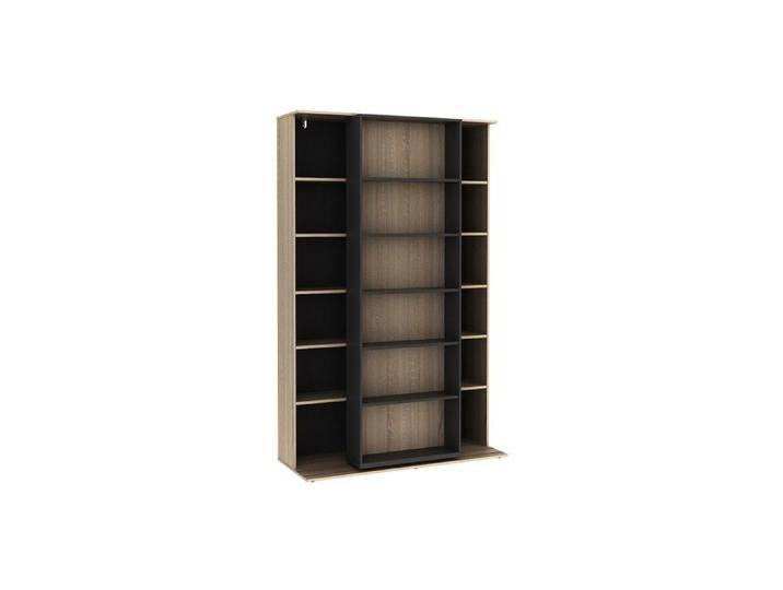 Bibliothèque coulissante avec 18 niches - Naturel et anthracite - PRALI