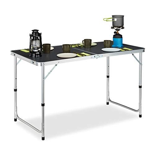 Relaxdays inklapbare campingtafel met verstelbare hoogte, zilver/grijs, B: 120 cm, D: 60 cm, H: 70,5 cm