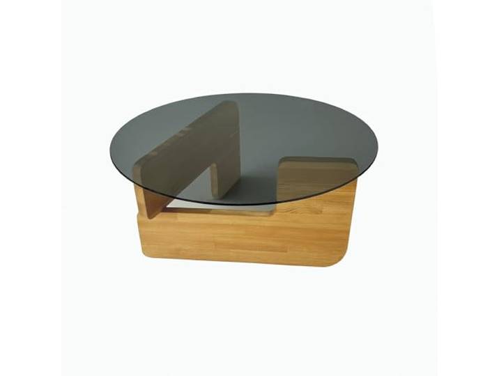 Hanah Home Moderner Couchtisch, 75 cm x 75 cm x 35 cm 100% gehärtetes Glas & Gestell aus massivem Kiefernholz Stilvolle Eichen- und Rauchfarben, perfekt für jeden Wohnraum