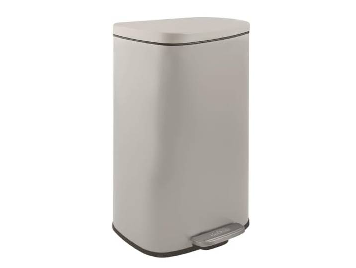 Spirella - Badezimmerabfalleimer mit Fußpedal Modell Akira - Hochwertiger Edelstahl - Leise Schließfunktion Easy-Close - Mattes Taupe - 30L - Badaccessoires
