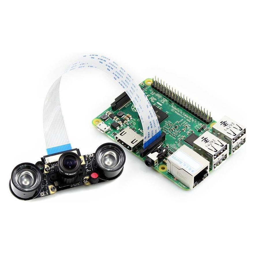 WaveShare NoIR Kamera für Raspberry Pi mit einstellbarem Fokus und Infrarot LEDs (RPi Camera (F))