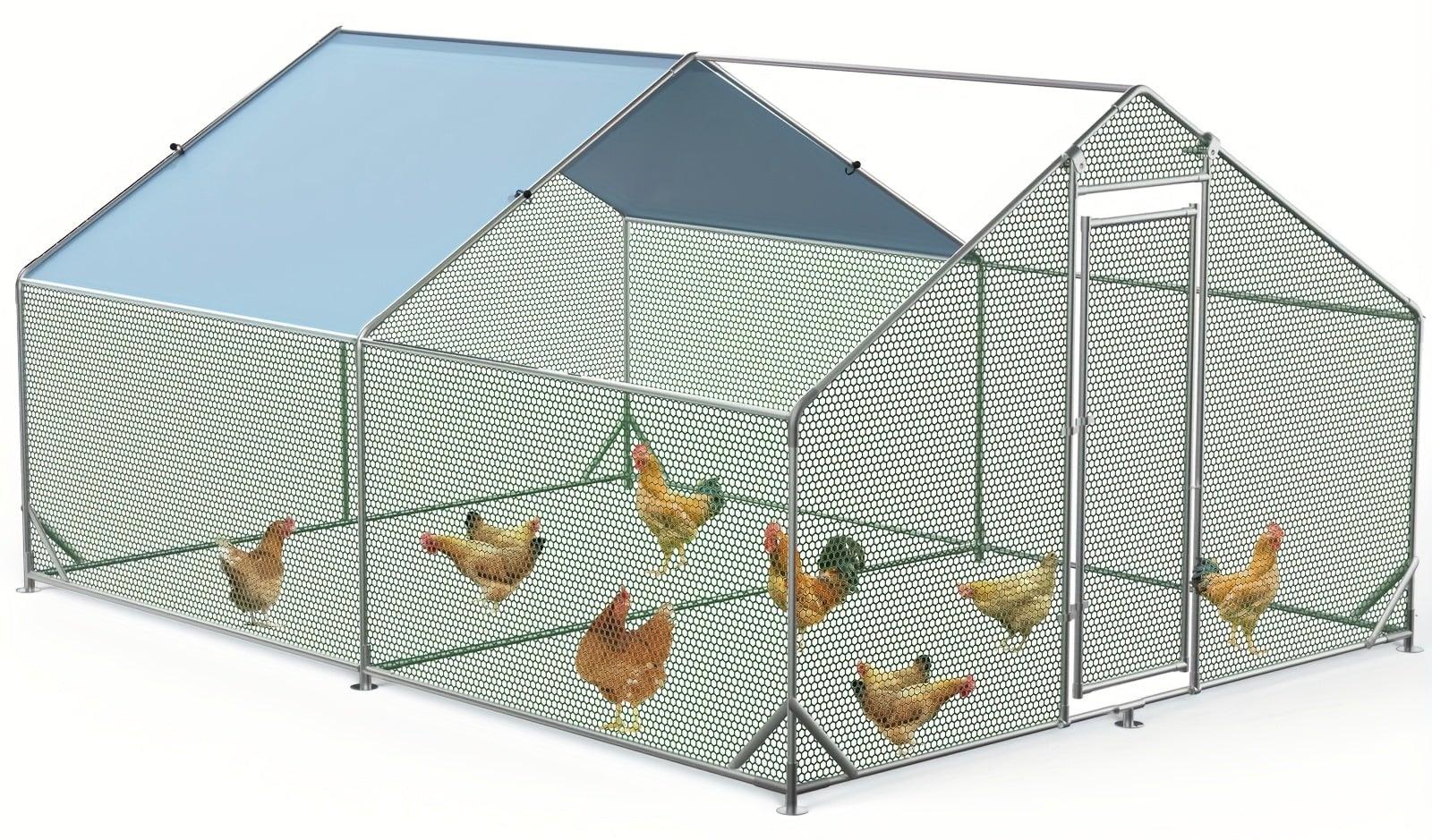 Hühnerstall - Außenstall - Hühnerhaus - Hühnerstall - Vogelstall - Stahlrahmen - Wetterfest und schneebeständig