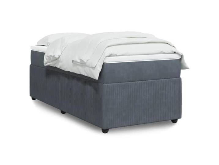 FMPGJLYH Boxspringbett 80x200 cm, Dunkelgrau Samt Taschenfederkernmatratze Inklusive Matratzenauflage, Stabiles Lattenrost-Design, Waschbarer Bezug