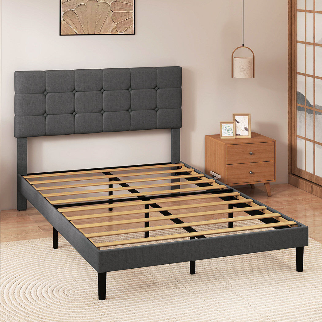 17 Stories Upholstered Bed Frame Grey Double (4'6)