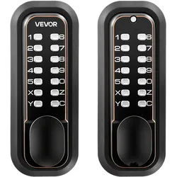 VEVOR Mechanisches Codeschloss mit Doppelseitigem Tastenschloss (4- bis 7-stelliger Code), Schlüsselloses Türschloss mit Türknauf & Automatischer Verriegelung, für Haustüren Garagen, Ölgebronzefarben