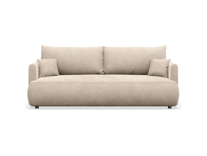 Drei-Sitzer-Schlafsofa Ovo Mini mit Stauraum, hellbeiger Samt,