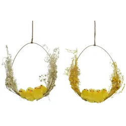 Decoris 1 Ostereier 16cm zum Aufhängen Metall Trockenblumenkranz Osterdeko Hängedeko