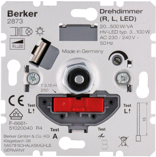 Berker Variateur rotatif 20-500W/VA 2873 (2873)
