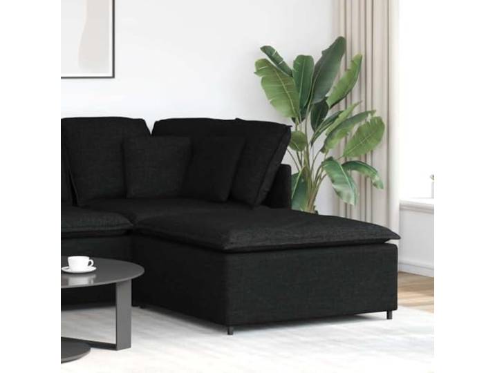 KGCRYUWED Modulares Sitzmodul, Fußhocker 100 x 100 x 48 cm, Stoff Schwarz Robustes Metallgestell, Modulares Design, Ergonomische Schaumstoffpolsterung