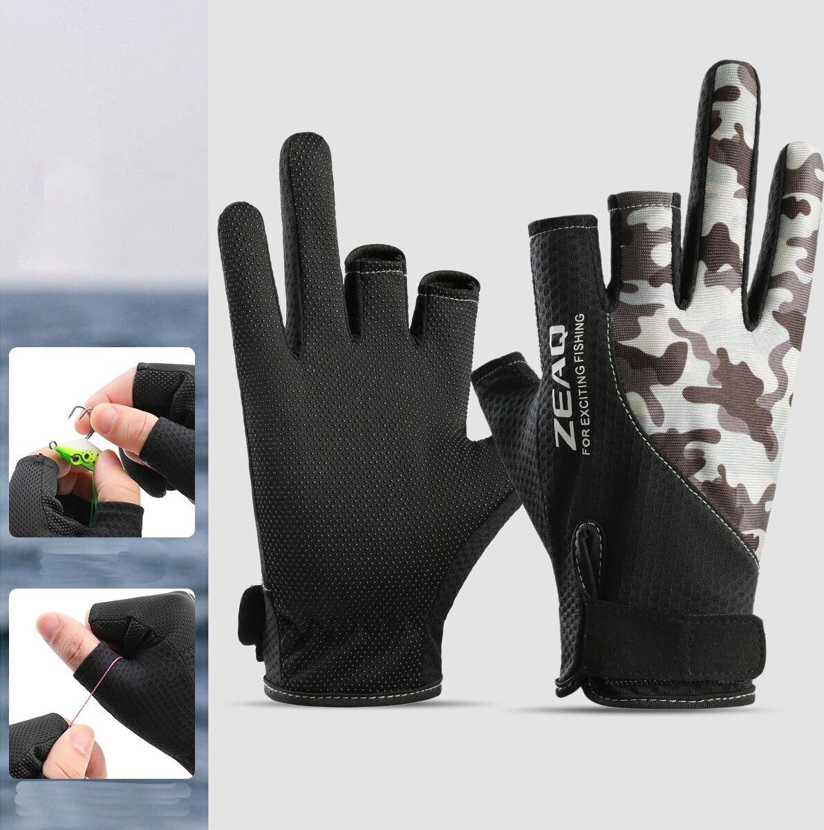 INF Schnelltrocknende atmungsaktive Angelhandschuhe, fingerlos, Elastan mit Silikon-Grip, Touchscreen-Unterstützung und L