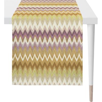 Tischläufer APELT "Zigzag", braun (gelb, orange, natur, mauve), B:42cm L:140cm, Baumwolle, Tischdecken, Digitaldruck