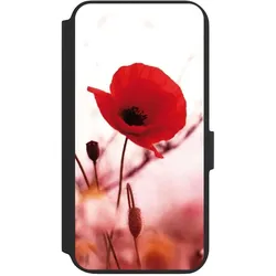 Nivocase Klapphülle für Samsung Galaxy S22+ Handyhülle aus Kunst Leder NIVOflip schwarz Blume Mohnblume (Samsung Galaxy S22+), Smartphone Hülle, Schwarz