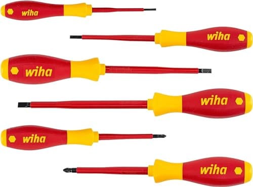 Wiha SoftFinish electric schroevendraaierset Pozidriv, 6 stuks, rood/geel