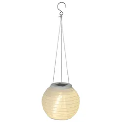 Lumineo Solar LED Laterne15x10cm Nylon Weiß / Warmweiß Solarleuchte Lampion Solarlampe Außenleuchte Hängeleuchte Gartendeko Deko Outdoor