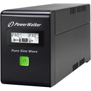 BlueWalker USV PowerWalker VI 800 SW, 2 Ausgänge, Line-Interactive, LCD-Display, USB, 800 VA, Schuko