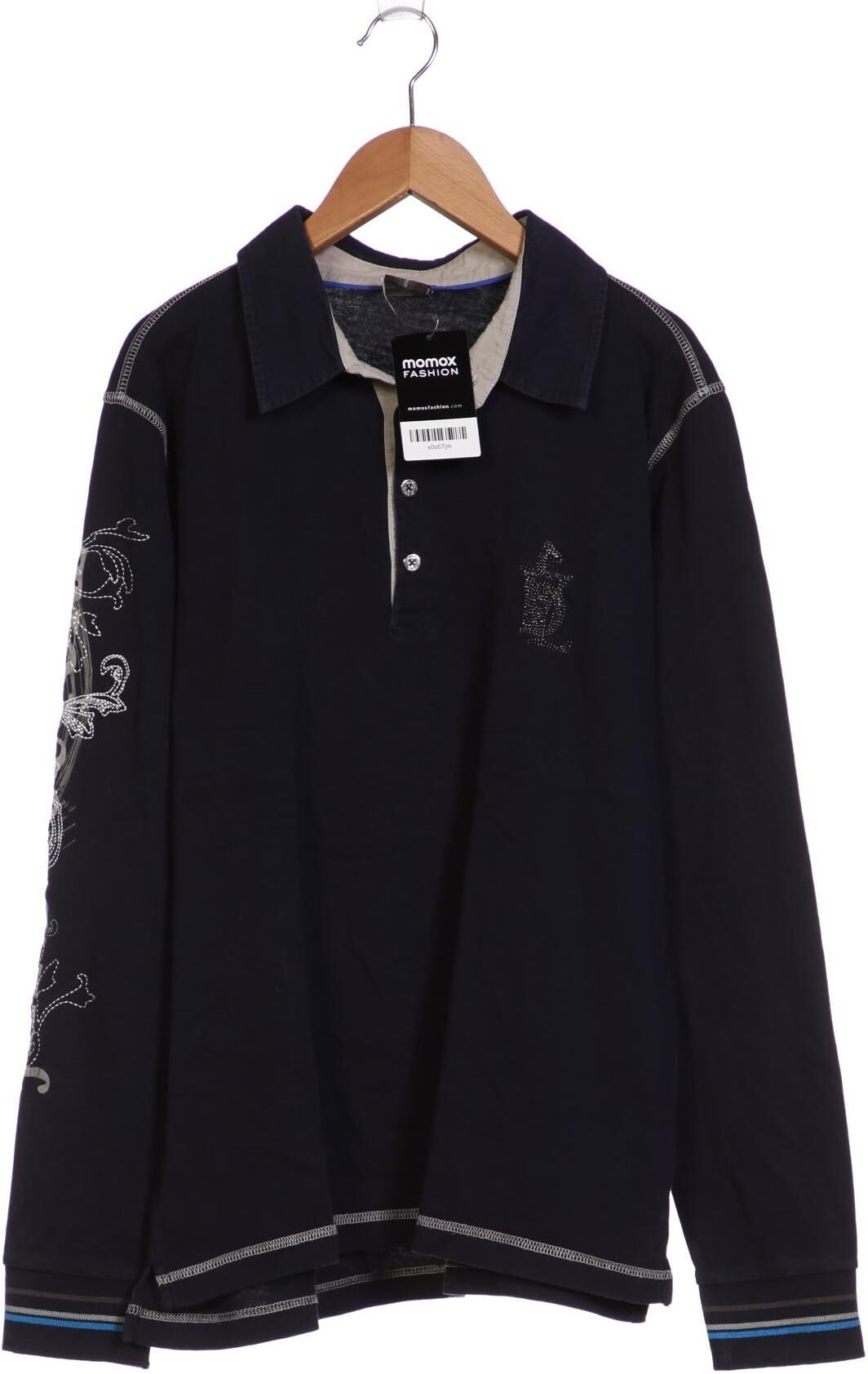 Carlo Colucci Herren Poloshirt, Marineblau, Gr. S, Baumwolle - Second Hand