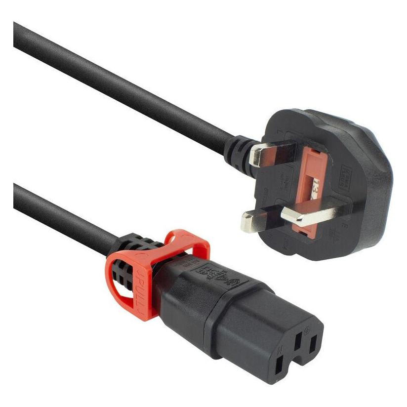 ACT Powercord UK male - C15 IEC Lock+ black 2 m, PC3884 (2 m) (PL0082)