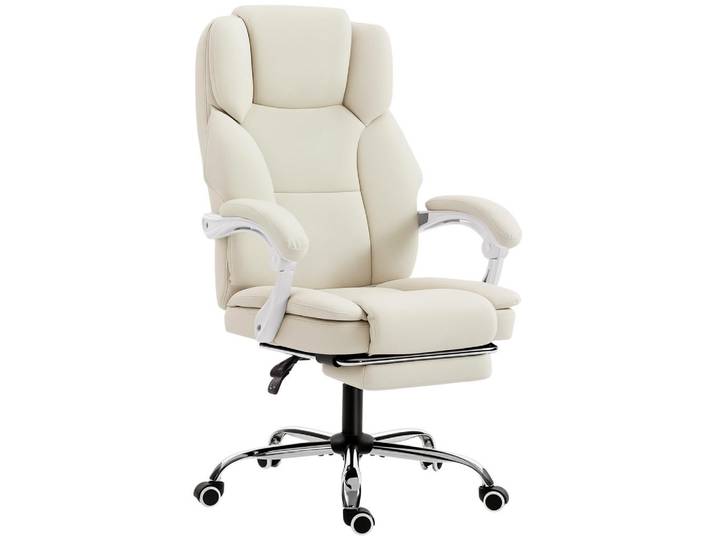 Homcom Bürostuhl Ergonomischer Schreibtischstuhl mit Verstellbar Rückenlehne Beige, Kunststoff, Füllung: Taschenfederkern, 64x120x73 cm, Büromöbel, Bürostühle, Chefsessel