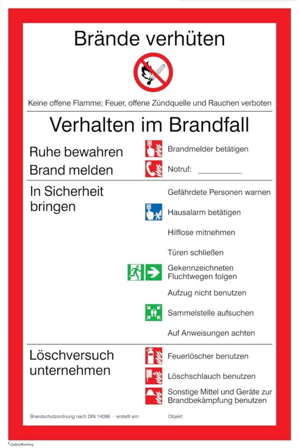 SafetyMarking Verbotsschild Folie B200xH300 mm Brandschutzverordnung universal ; wolk (21.A5980)