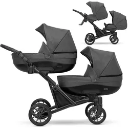 Kunert, Kinderwagen, 2in1 BOOSTER Graphite - Zwillingskinderwagen für Sicherheit und Komfort