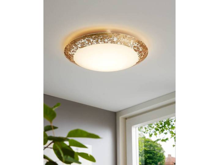 Plafonnier Montenovo Ø 40cm Doré Matériau : Verre, Métal Surface en métal : Laqué Type de métal : Acier Type de verre : Verre clair LED Module