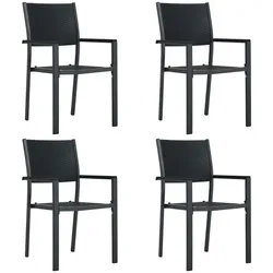 vidaXL Gartenstühle 4 Stk. Schwarz Kunststoff Rattan-Optik