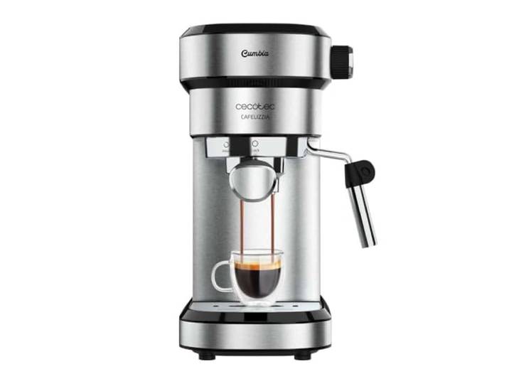 Cecotec Espressomaschine Cafelizzia Steel, 20 Bar, 1350 W, Milchaufschäumer Thermoblock, Siebträger mit Doppelauslauf, 1,2 Liter Wassertank, Tassenwärmer, Heißwasser, Dampfdüse, Abschaltautomatik, LEDs