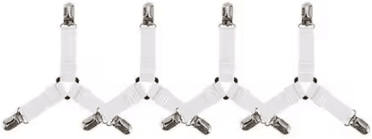 Uplift Curations 4 Piece Bed Sheet Fasteners & Mattress Cover Clips Adjustable Elastic Straps For Bed Sheet Organizer & Bedding Grip white