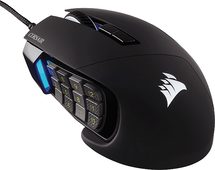 Ratón gaming - Corsair Scimitar RGB Elite, Por cable, 18000 ppp, Retroiluminado, Negro