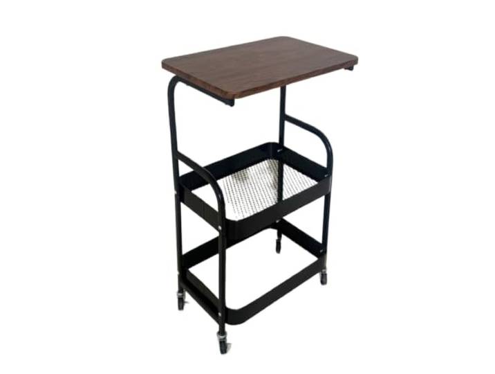 Trolley mit Rollen, kleiner Nachttisch Mehrzweck-Organizer for Wohnzimmer und Schlafzimmer(Black-3)