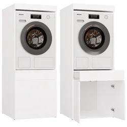 Badezimmerschrank für Waschmaschine oder Trockner POLA TWIN 1S WEISS Regal Schublade