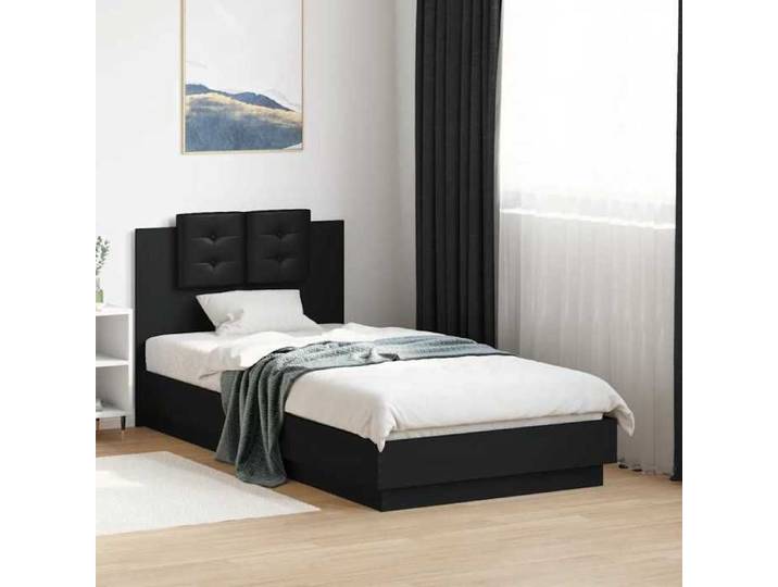 ECOHOME Cadre de lit - sans matelas - Lit adulte simple - design solide - noir 90x190 cm oba47u3825