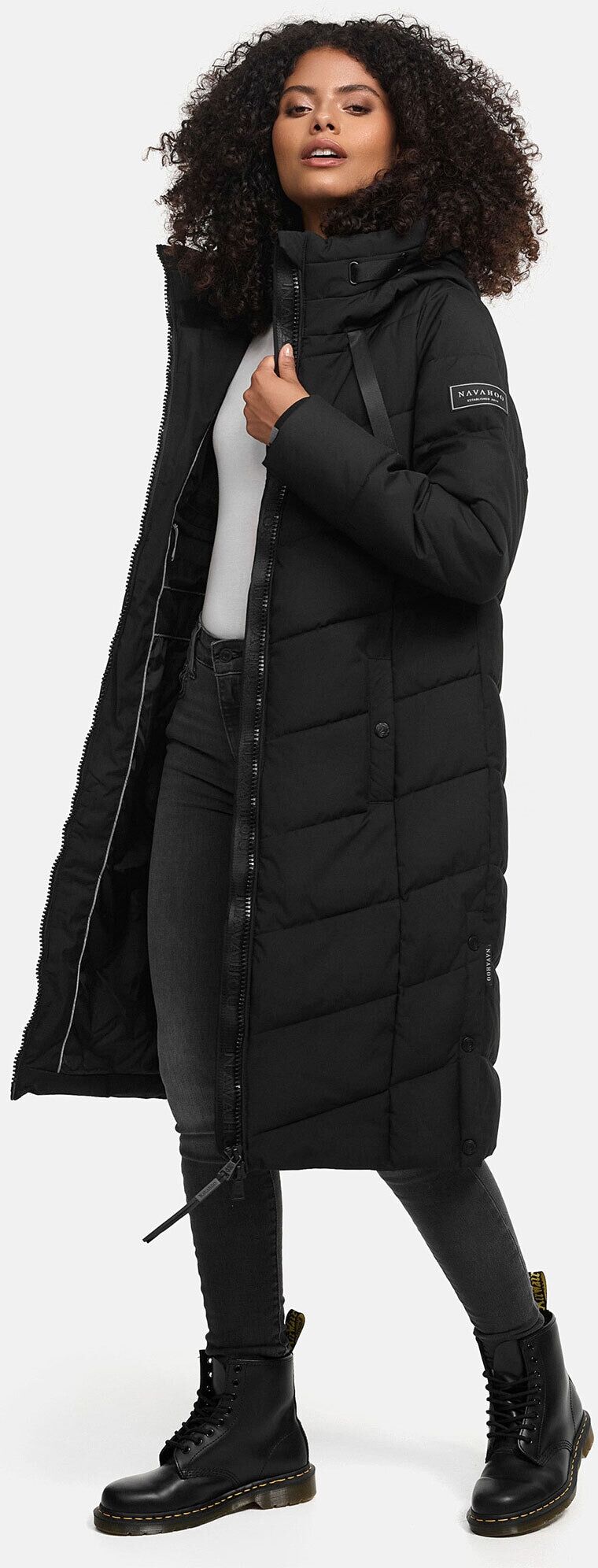 Winterjacke NAVAHOO "Navahoo Schmatzibaer lange Damen Winter Steppjacke N009", Damen, Gr. XXL, schwarz, Obermaterial: 100% Polyester PES., Jacken Winterjacke