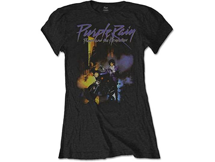 T-Shirt # M Black Femmina # Purple Rain