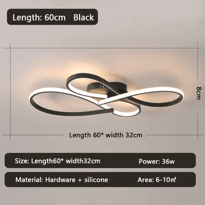 Inspire Curations Modern LED Ceiling Light Black Minimalist Flush Mount Chandelier l600xw320xh80mm dimmable Rc With App