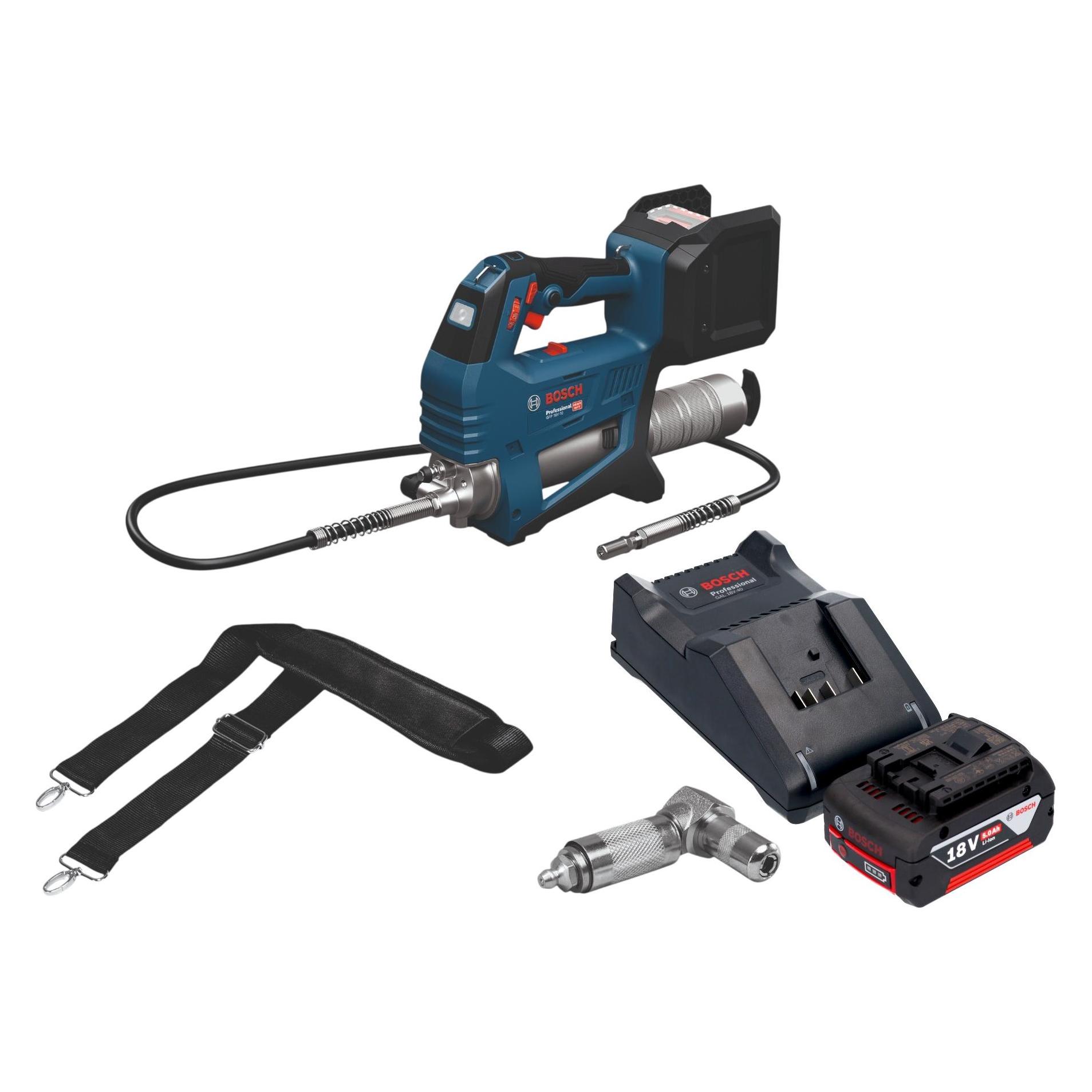 Bosch Professional Bosch GFP 18V-10 Akku Fettpresse 18 V 10000 psi + 1x Akku 5,0 Ah + Ladegerät (Fettpresse) (06019N6000)