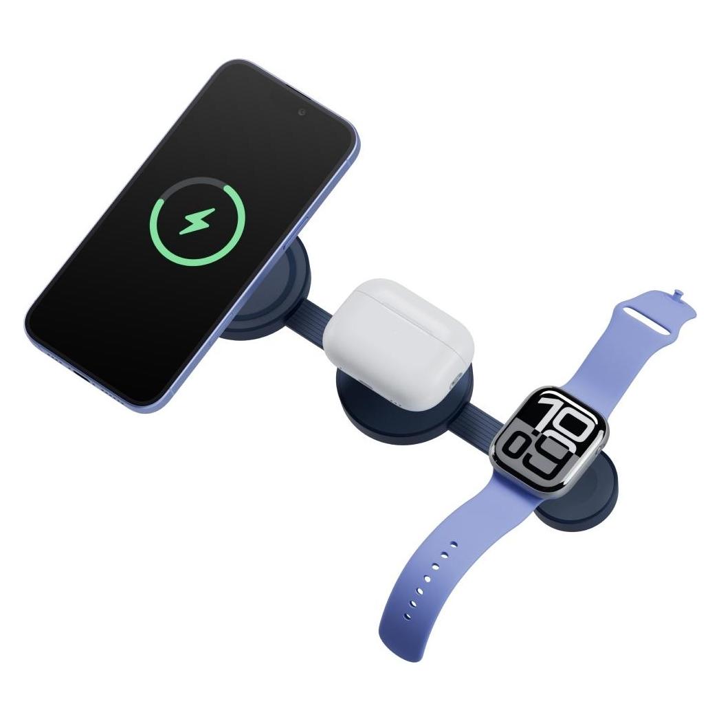 Energea Wireless charger Bazic GoMag Trio 2 3in1 15W magnetic for iPhone/Watch/AirPods blue (15 W) (GM-TRIO2-BLU)