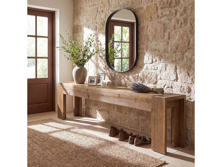 Banc d'entrée en Bois Little Tree 180×30×50 cm Banc à Chaussures Extra Long et étroit Pour Chambre Couloir Entrée Marron